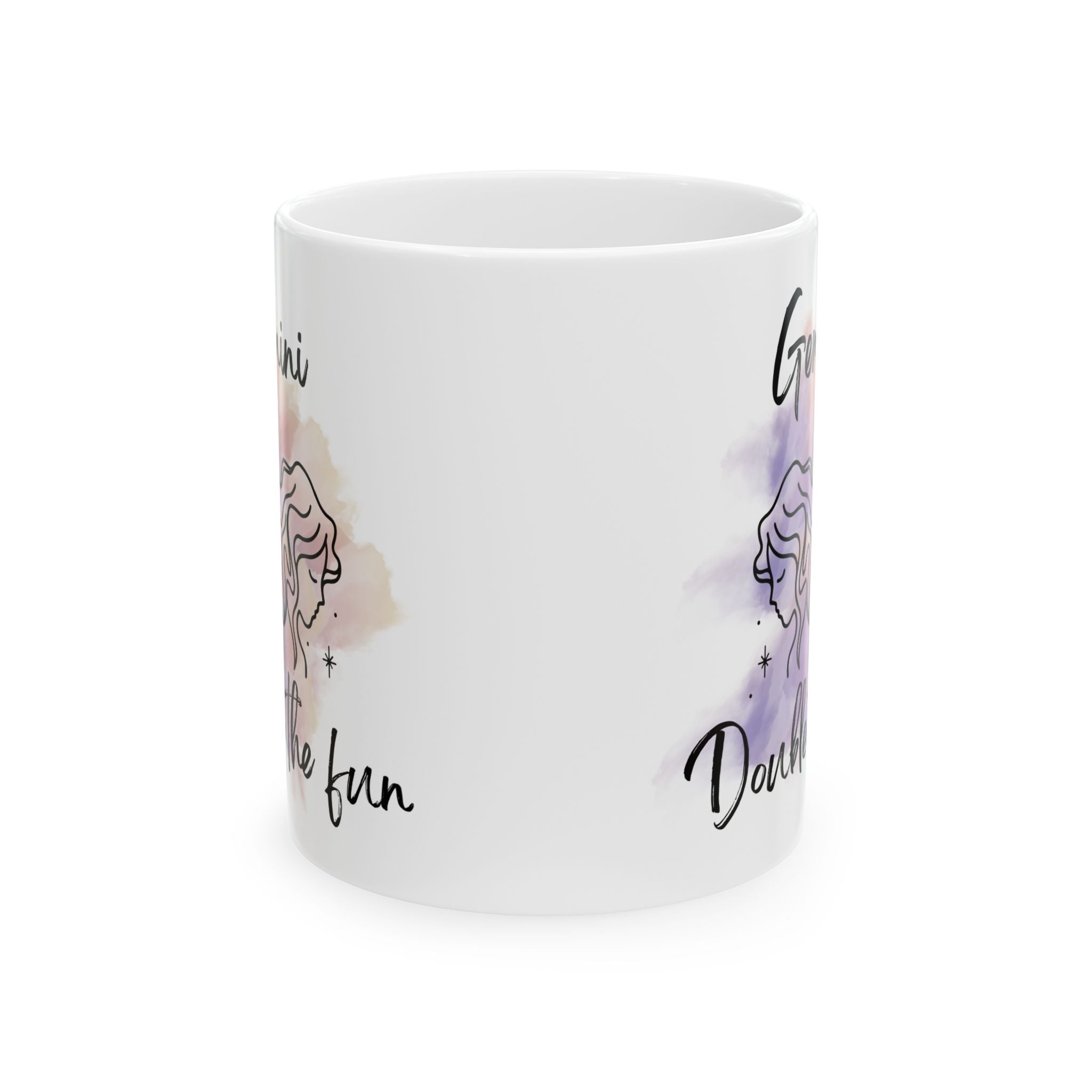 Ceramic Mug — Gemini 'Double the Fun' Watercolor Zodiac Design