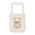 Floral Moth Organic Canvas Tote Bag – Boho Moon & Wildflower Design | Zodiac Pack
