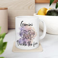 Ceramic Mug — Gemini 'Double the Fun' Watercolor Zodiac Design