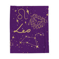 Leo Zodiac Velveteen Plush Blanket – Gold Constellation Lion Design