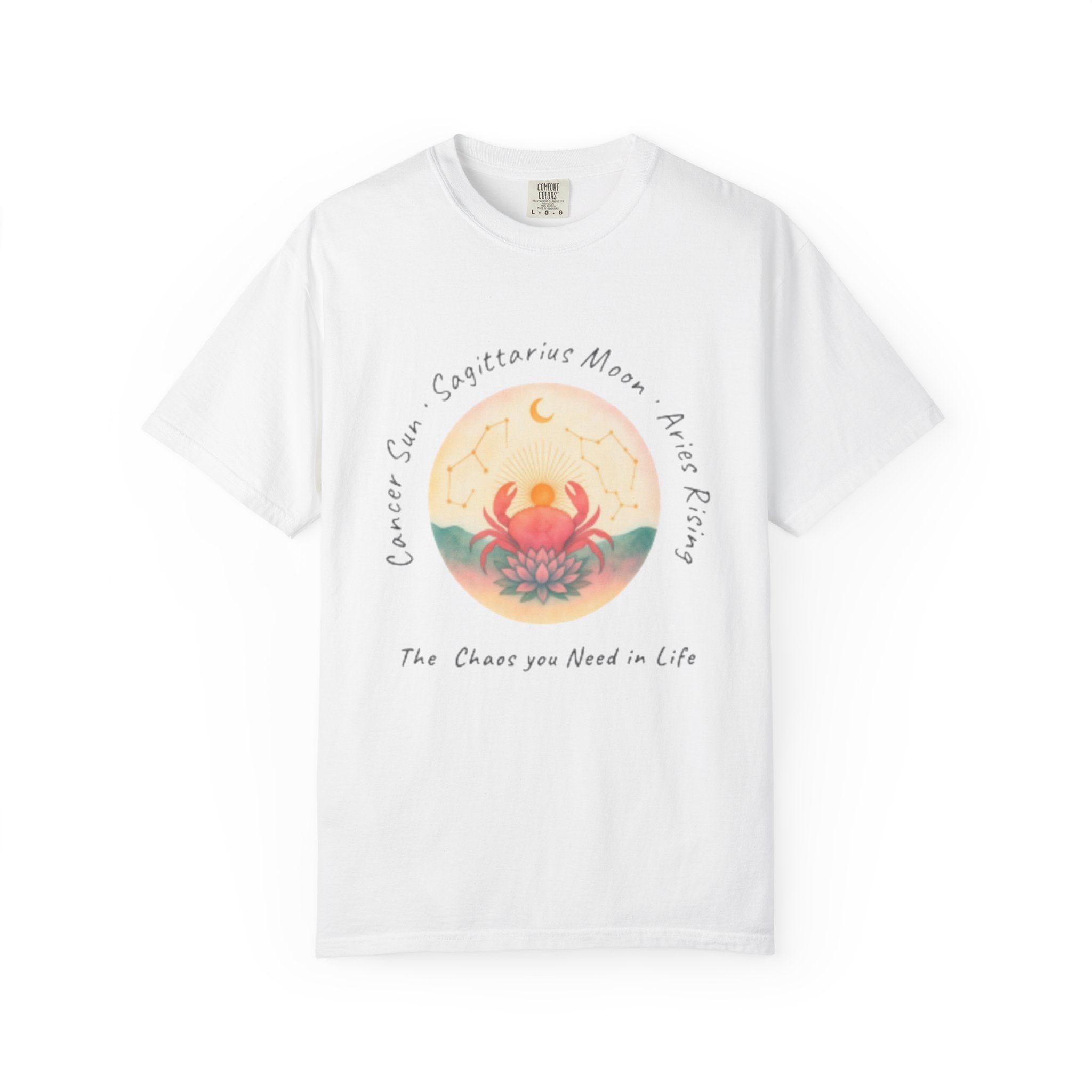 Copy of The Big Three Tee. Cancer Sun, Sagittarius Moon, and Virgo Rising — "The Chaos you Need in Life"