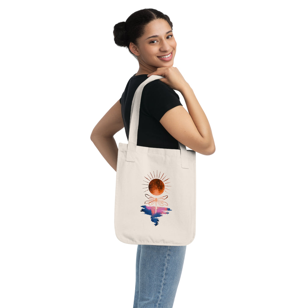 Sunset Moon Organic Canvas Tote Bag – Celestial Reflection Design | Zodiac Pack