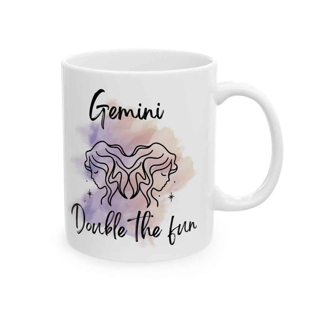 Ceramic Mug — Gemini 'Double the Fun' Watercolor Zodiac Design