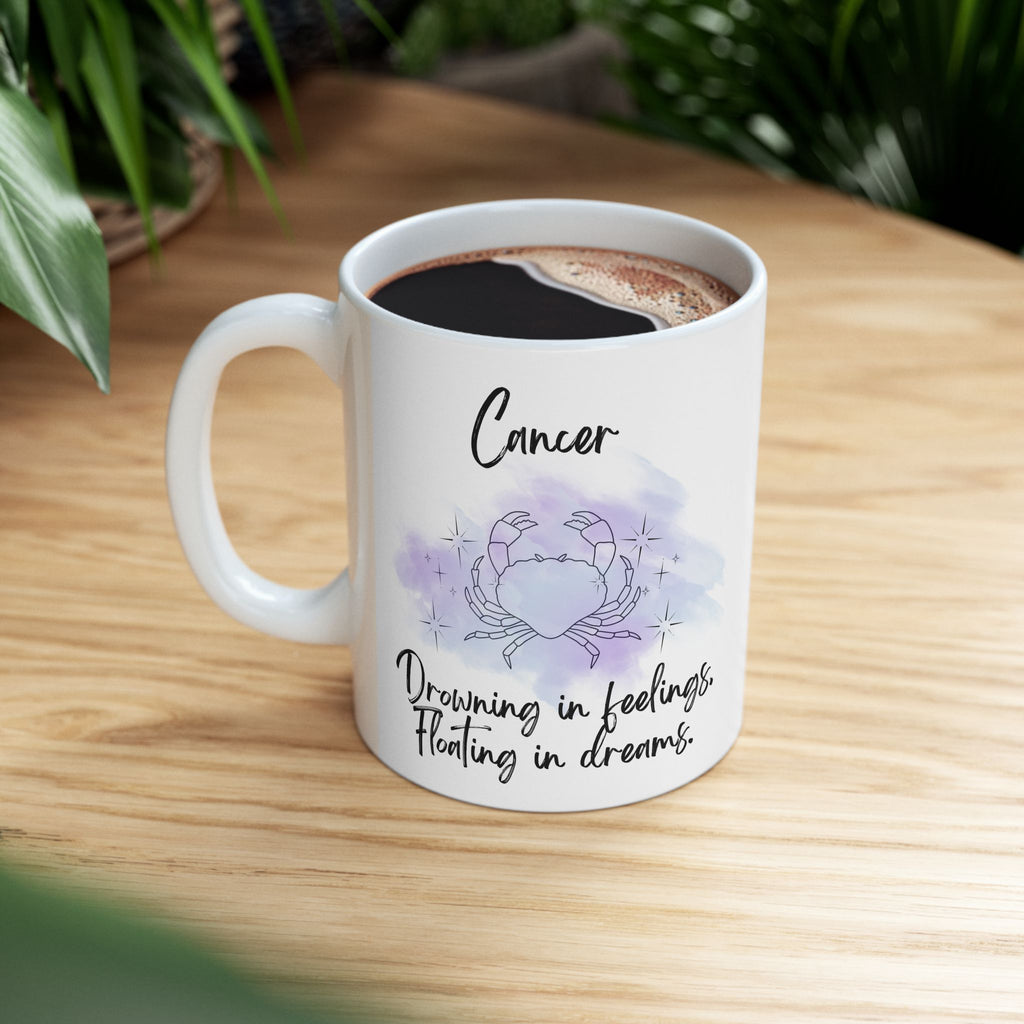 Ceramic Mug – Cancer Zodiac 'Drowning in Feelings. Floating in Dreams'  (11oz & 15oz)