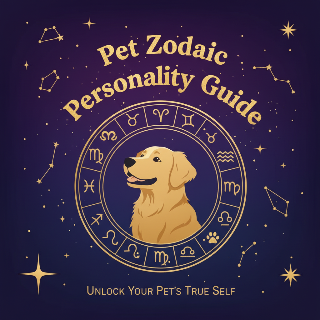 Pet Zodiac Personality Guide digital download cover with celestial zodiac design