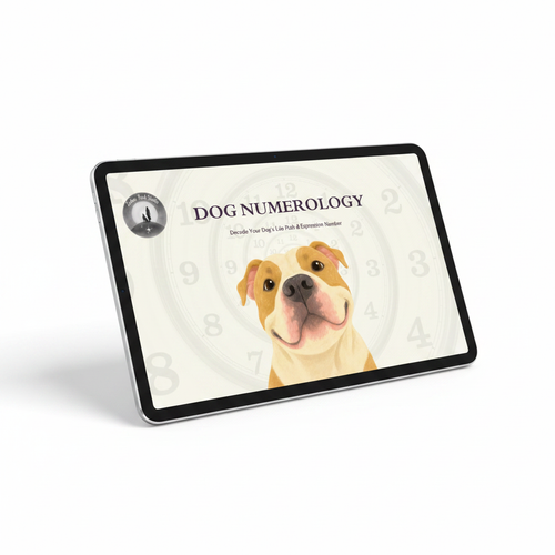 Dog Numerology Guide digital download shown on tablet