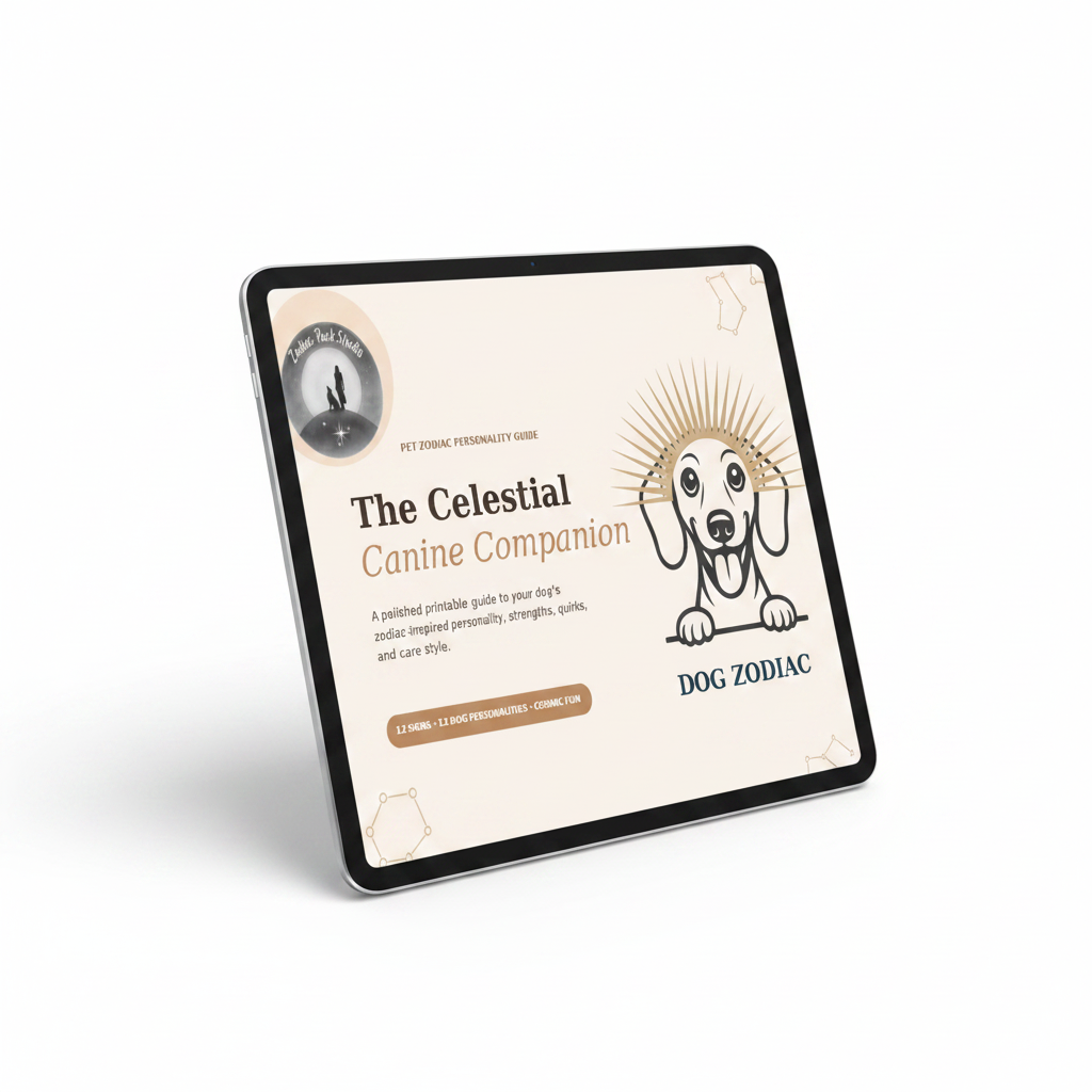 Pet Zodiac Personality Guide digital download shown on tablet